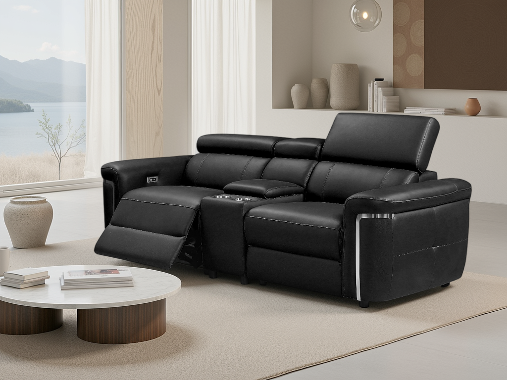 Somerville Electric Recliner Sofa Black 2 Seater