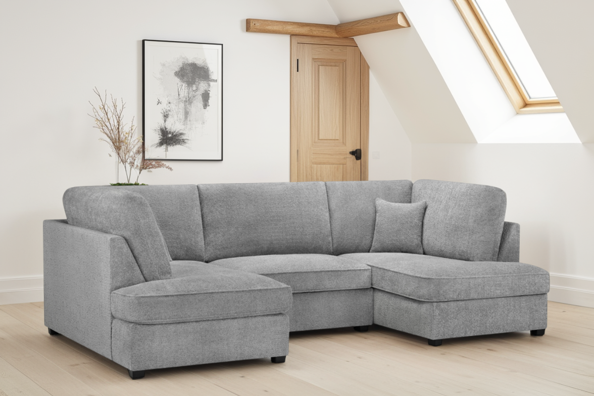 Carnaby Sofa Boucle Grey U Shape Corner