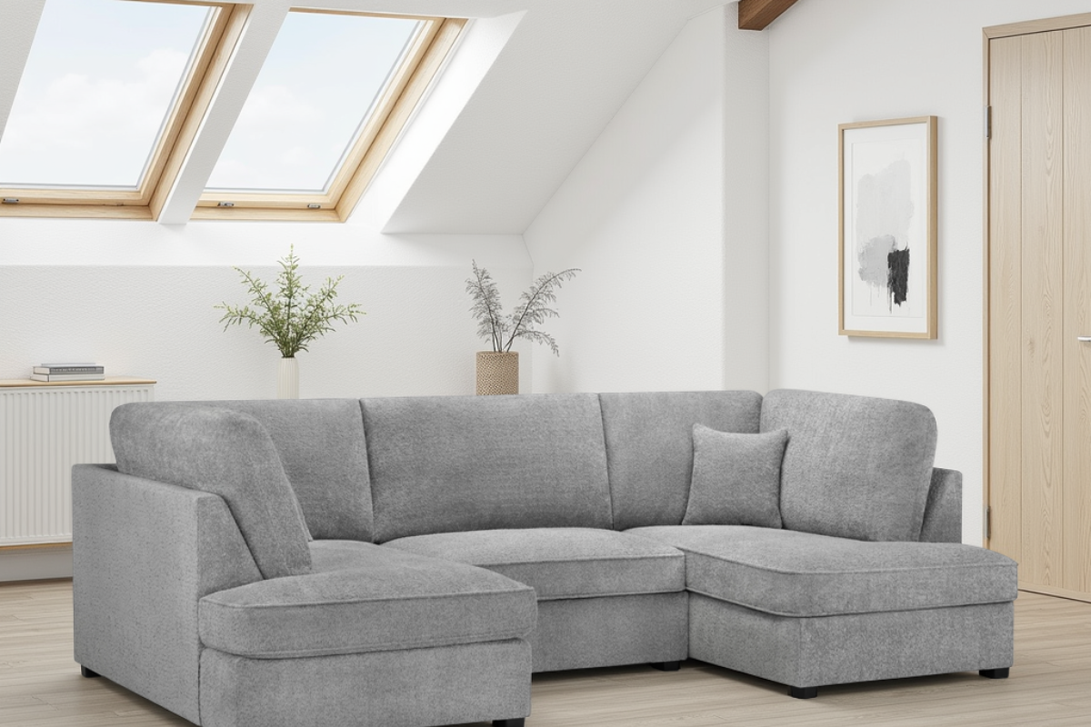 Carnaby Sofa Boucle Grey U Shape Corner