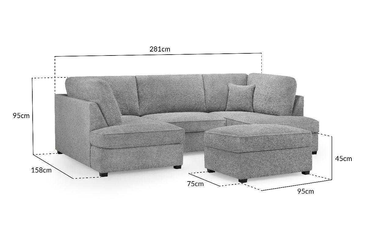 Carnaby Sofa Boucle Grey U Shape Corner