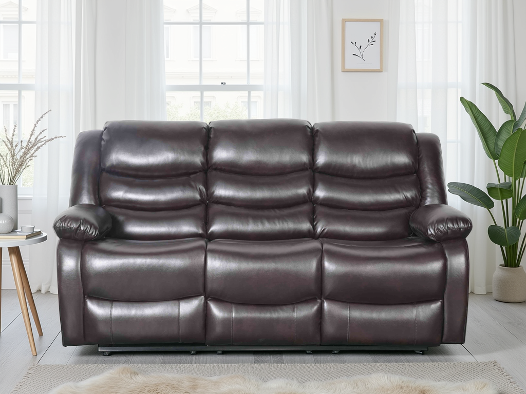 Conrad Manual Recliner Sofa Brown 3 Seater