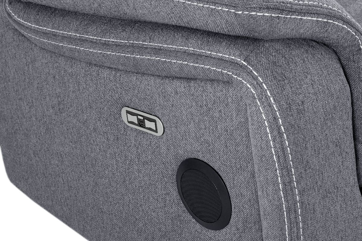 Galaxy Tech Electric Recliner 3 Seater Grey Fabric