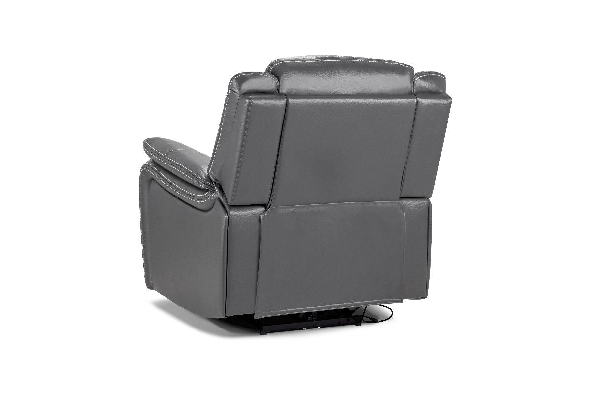 Galaxy Tech Electric Recliner Armchair Grey Leather