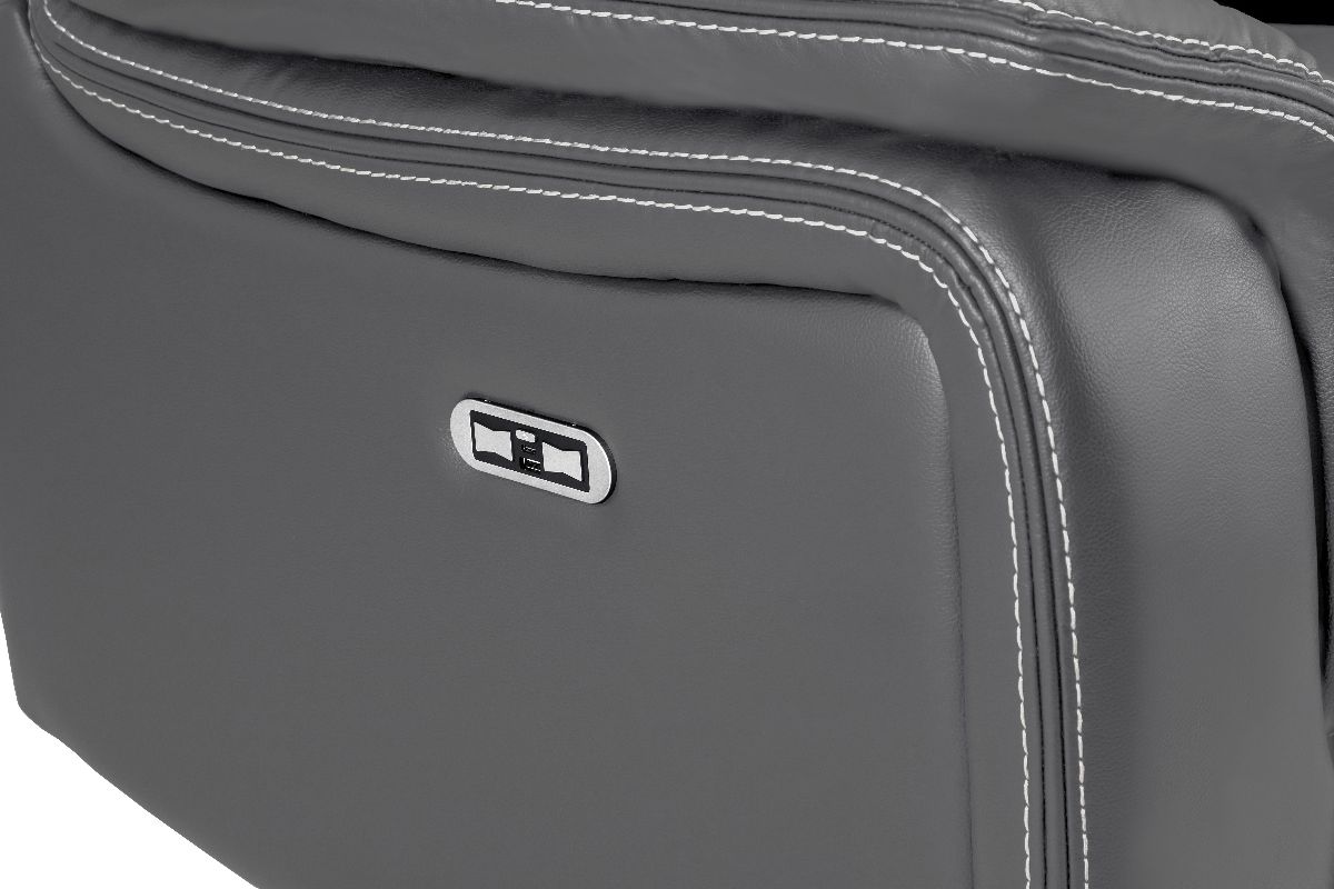 Galaxy Tech Electric Recliner Armchair Grey Leather