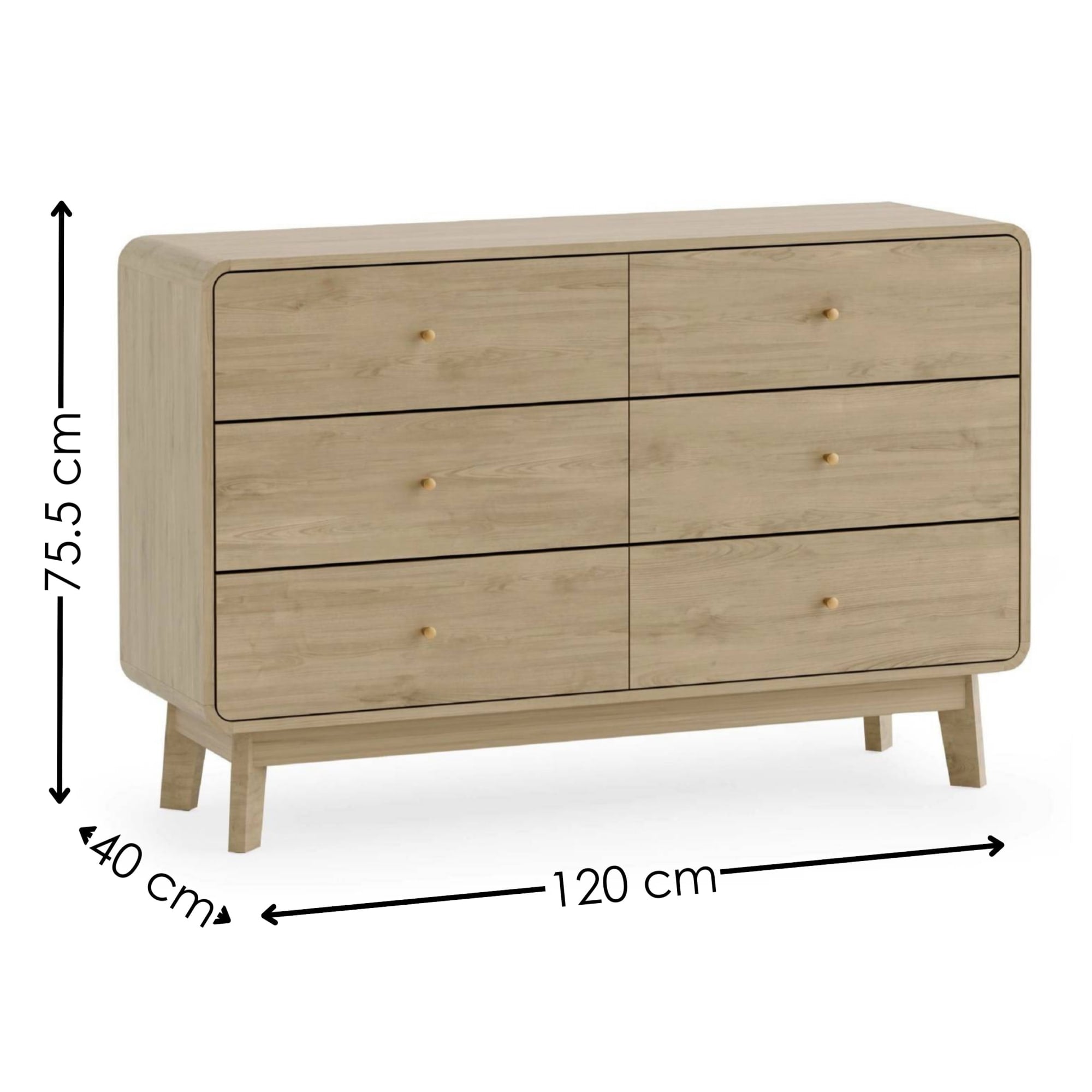 Ingrid 6 Drawer Dresser Oak