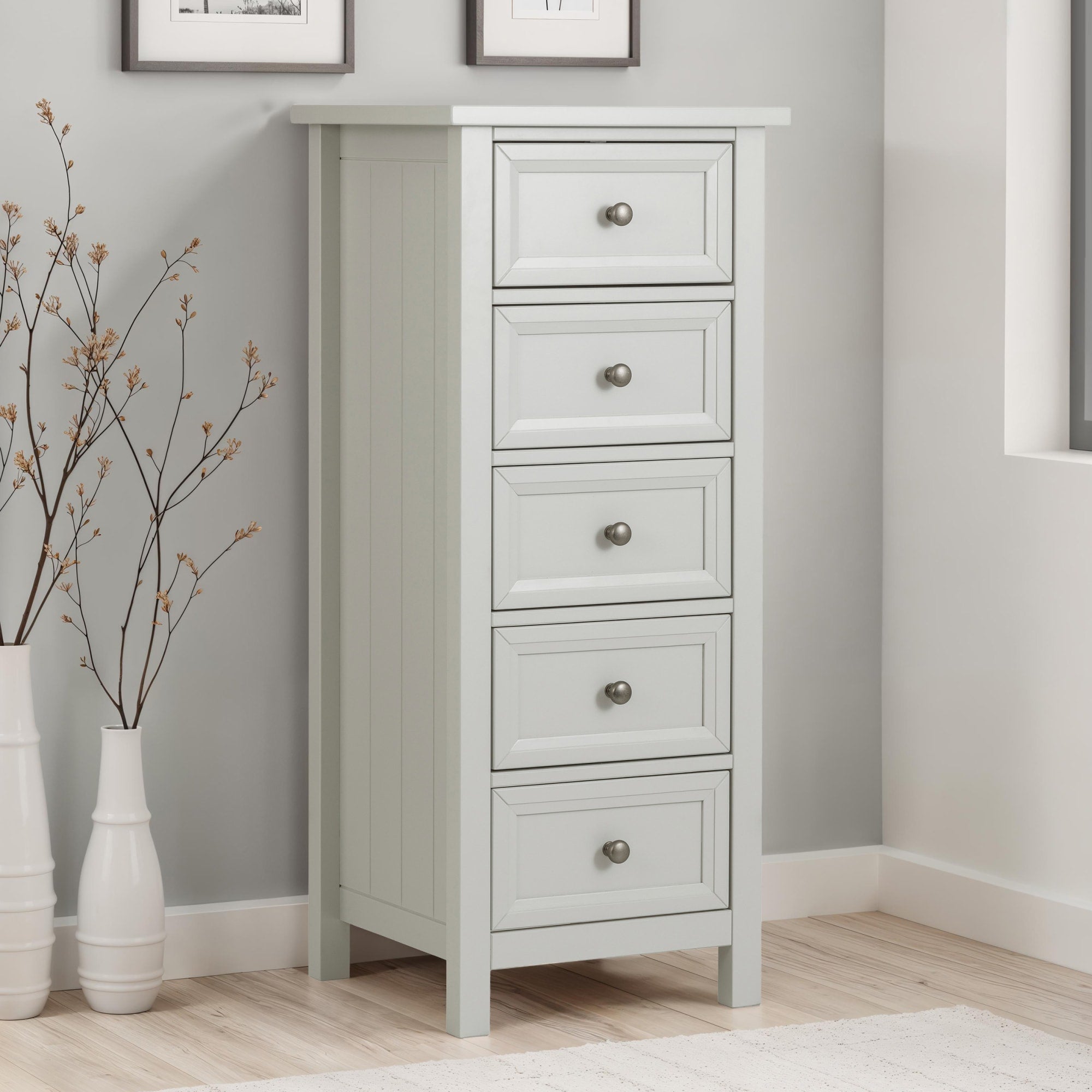 Maine 5 Drawer Tall Chest - Dove Grey