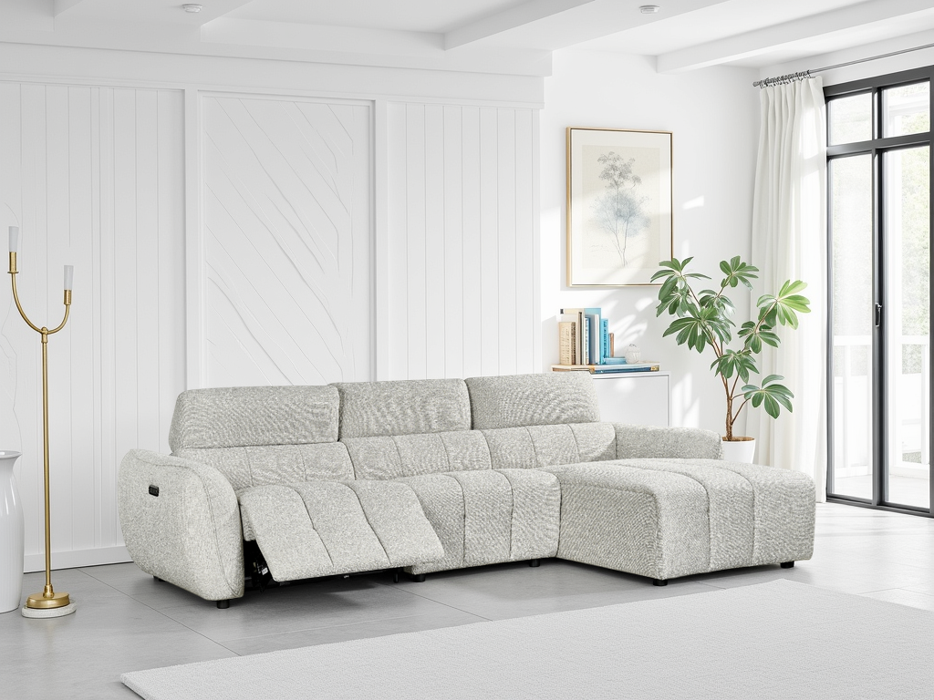 Turin Electric Recliner Sofa Silver Right Hand