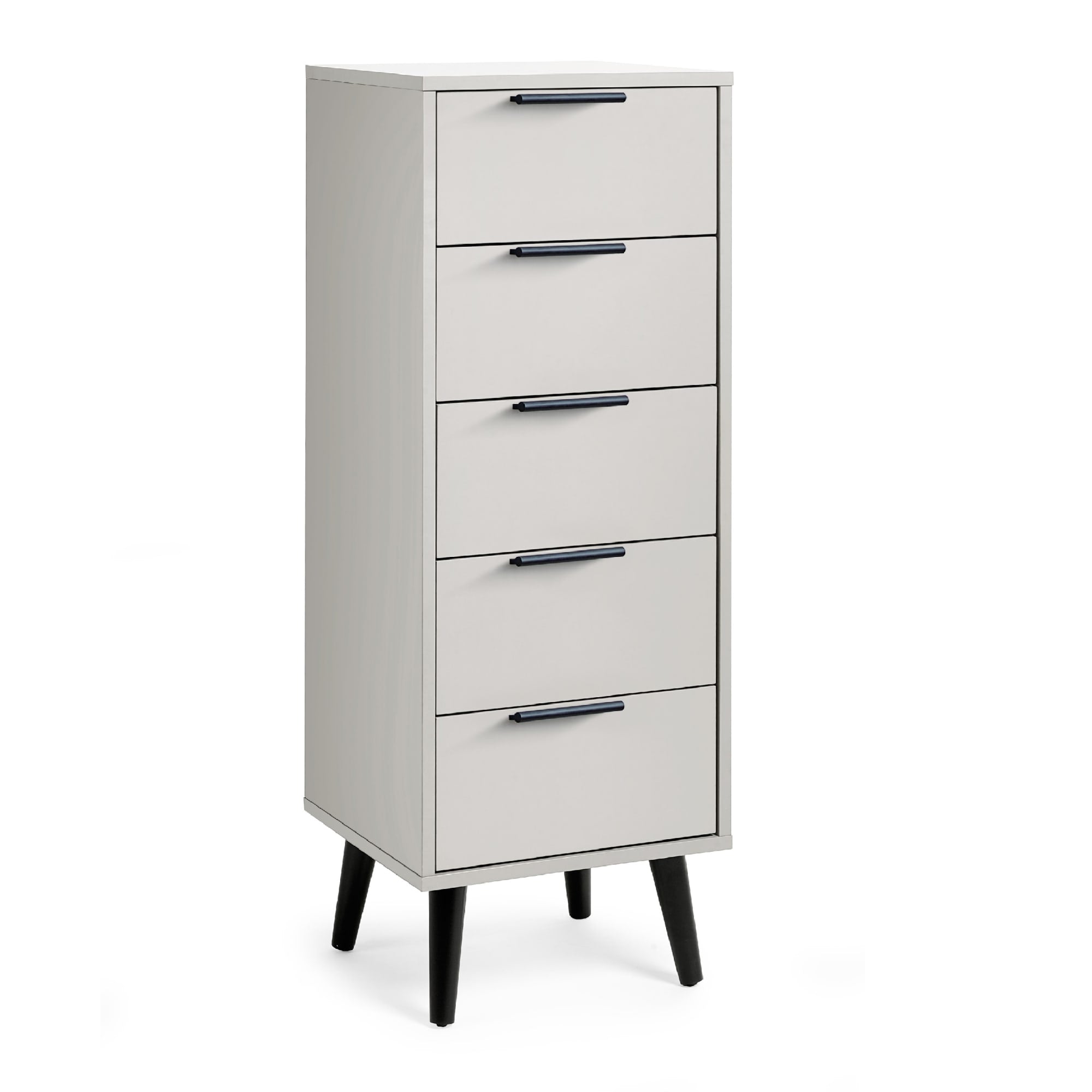 Alba 5 Drawer Narrow Chest - Silk Grey