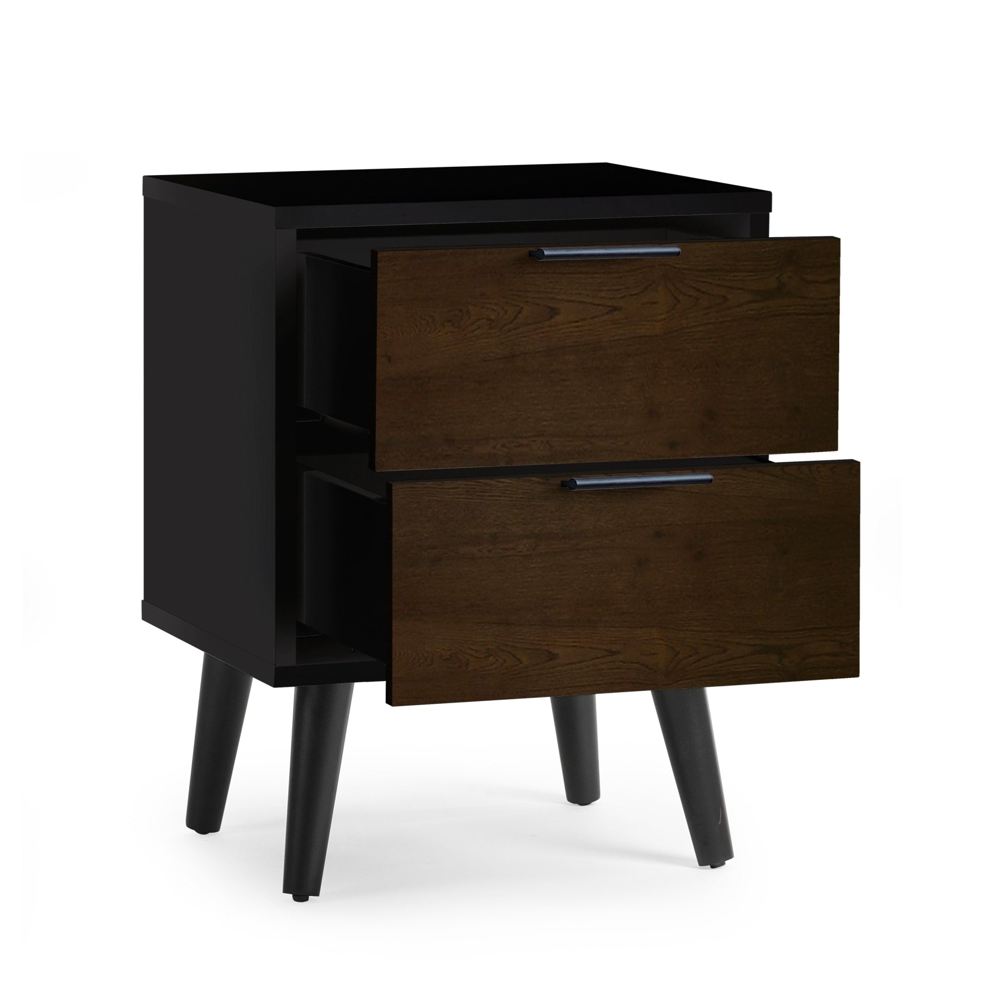 Alba 2 Drawer Bedside - Walnut/Black