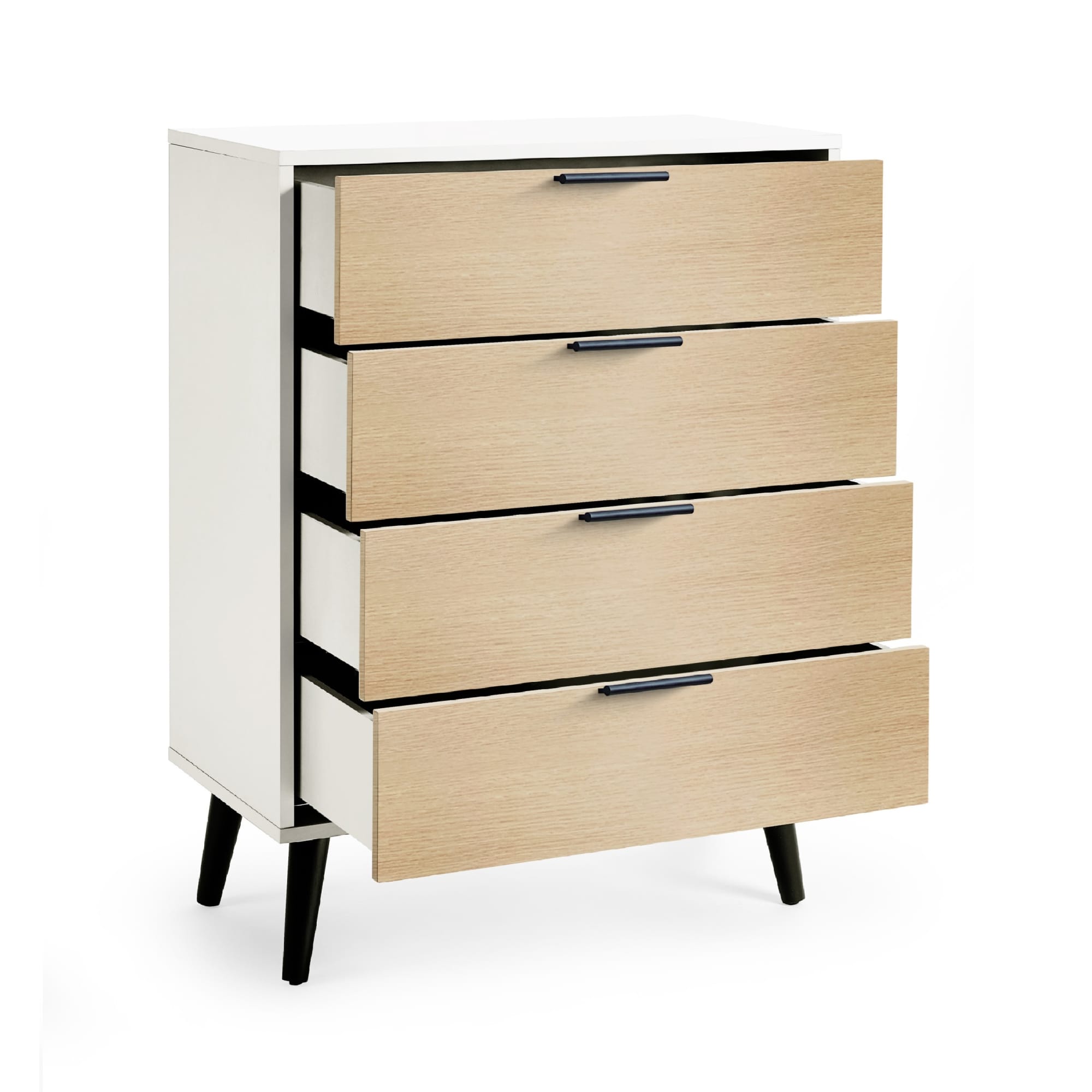 Alba 4 Drawer Wide Chest - White/Oak