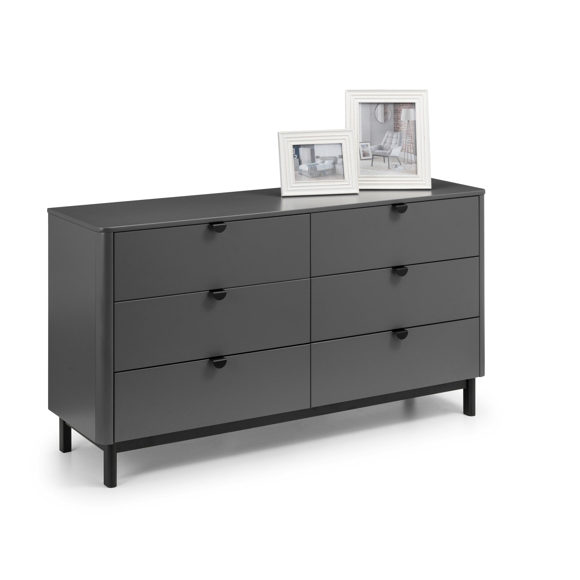 Chloe Storm Grey 6 Drawer Wide Chest