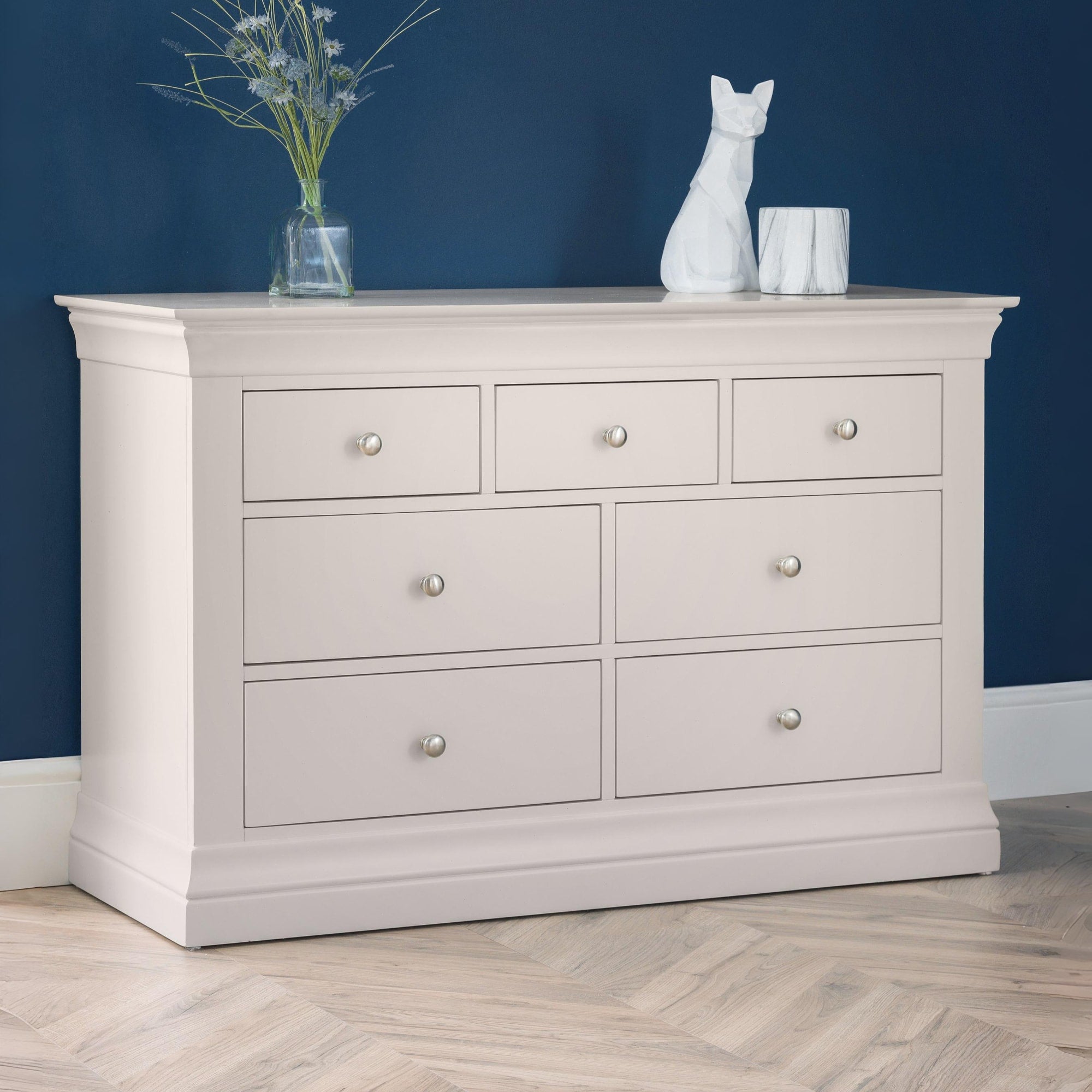 Clermont 4+3 Drawer Chest - Light Grey