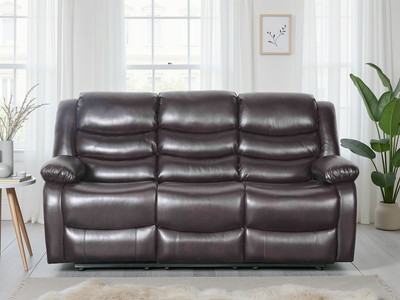 Conrad Manual Recliner Sofa Brown 3 Seater