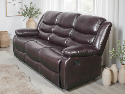 Conrad Manual Recliner Sofa Brown 3 Seater