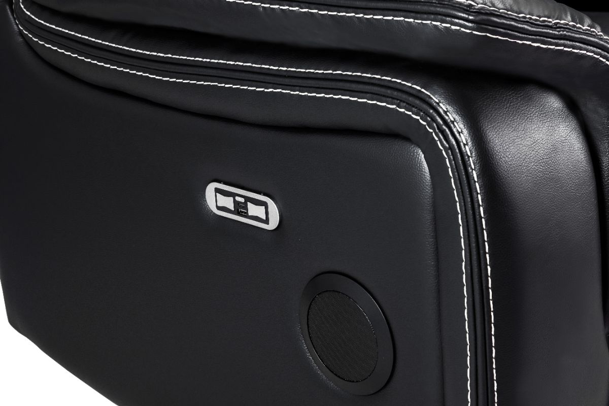 Galaxy Tech Electric Recliner 3 Seater Black Leather