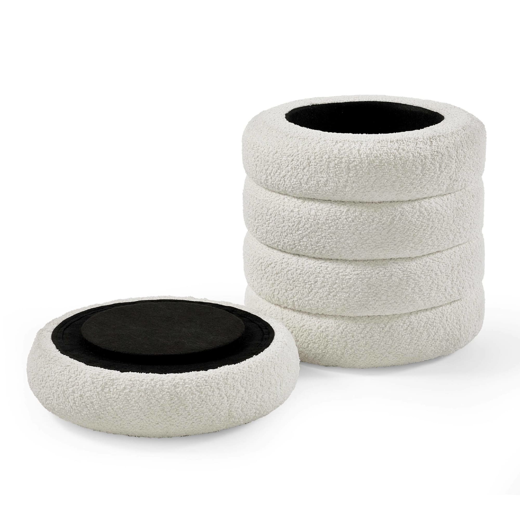 Hailey Ivory Bouclé Upholstered 40cm Storage Stool