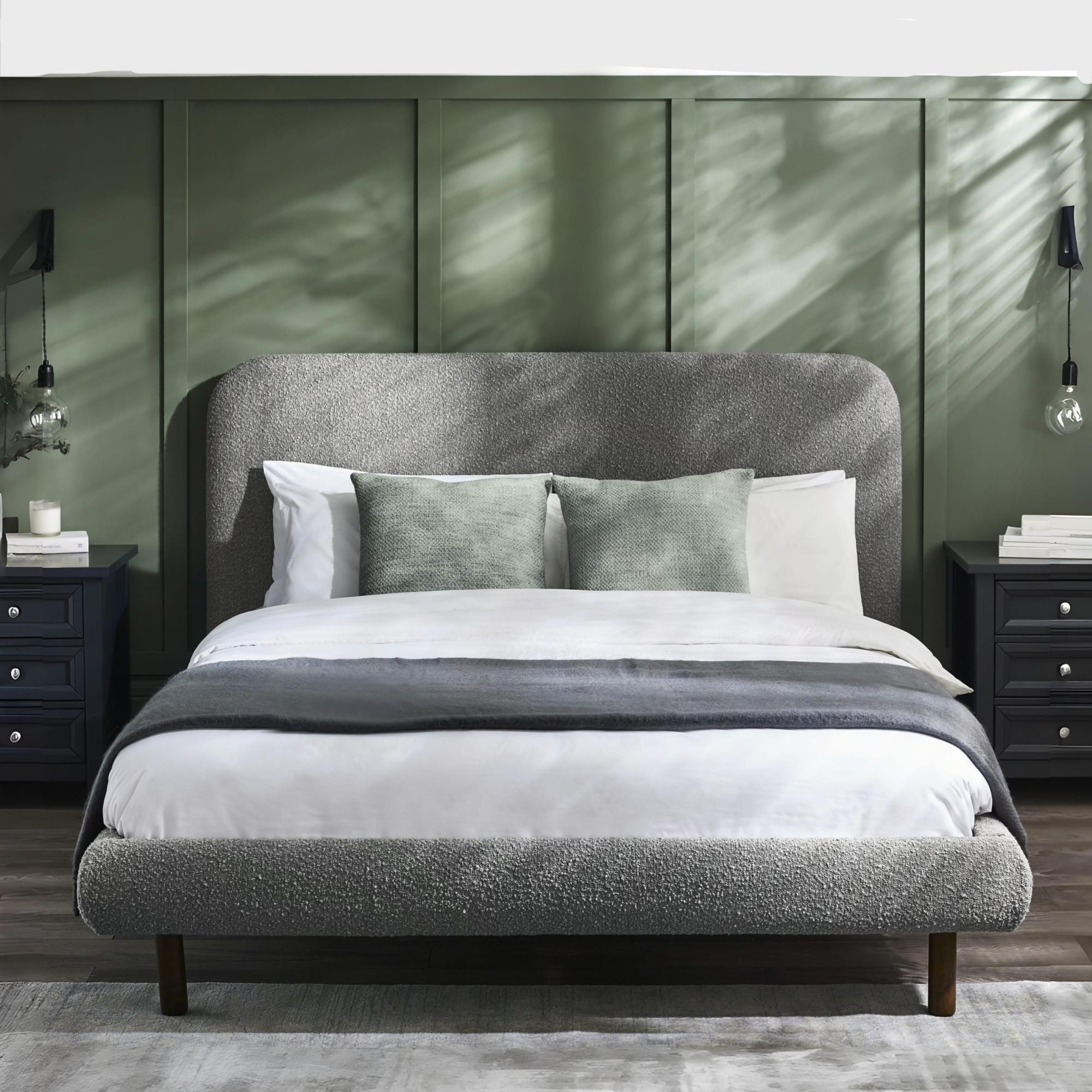 Hannah King Bed 150Cm - Grey Boucle