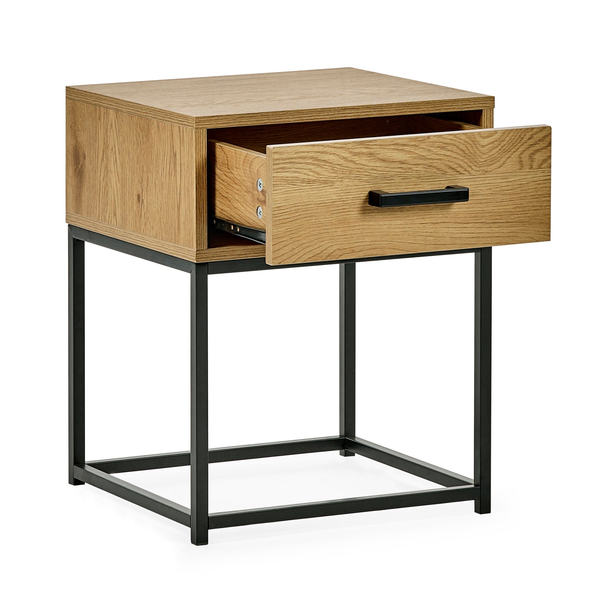 Harlow Light Oak Effect 1 Drawer Bedside Table