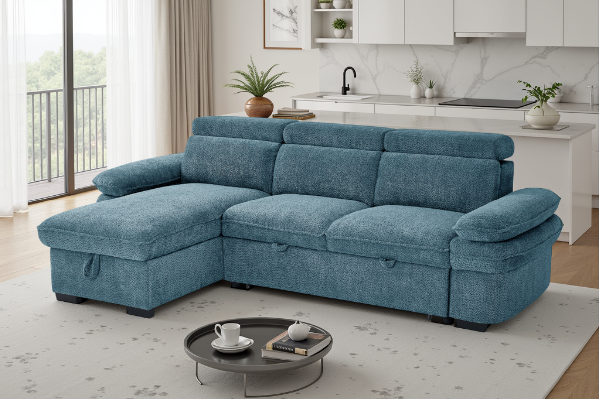 Hudson Sofabed Blue Universal Corner