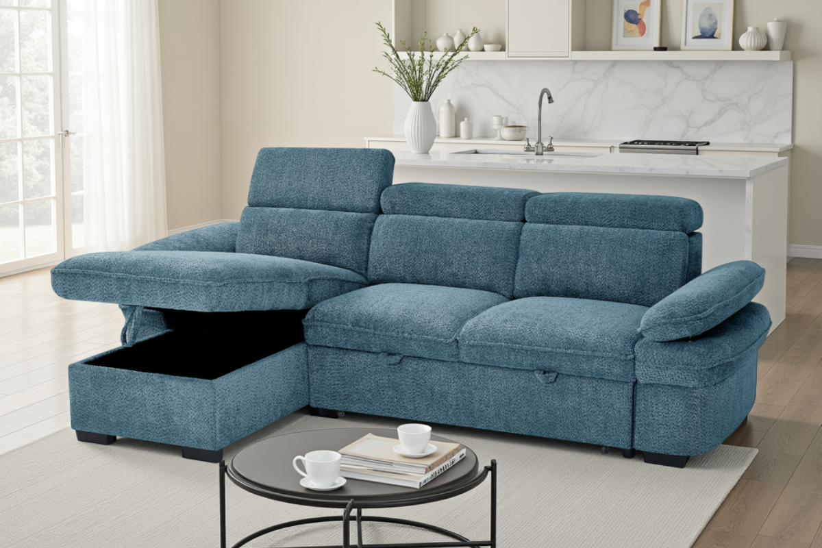 Hudson Sofabed Blue Universal Corner
