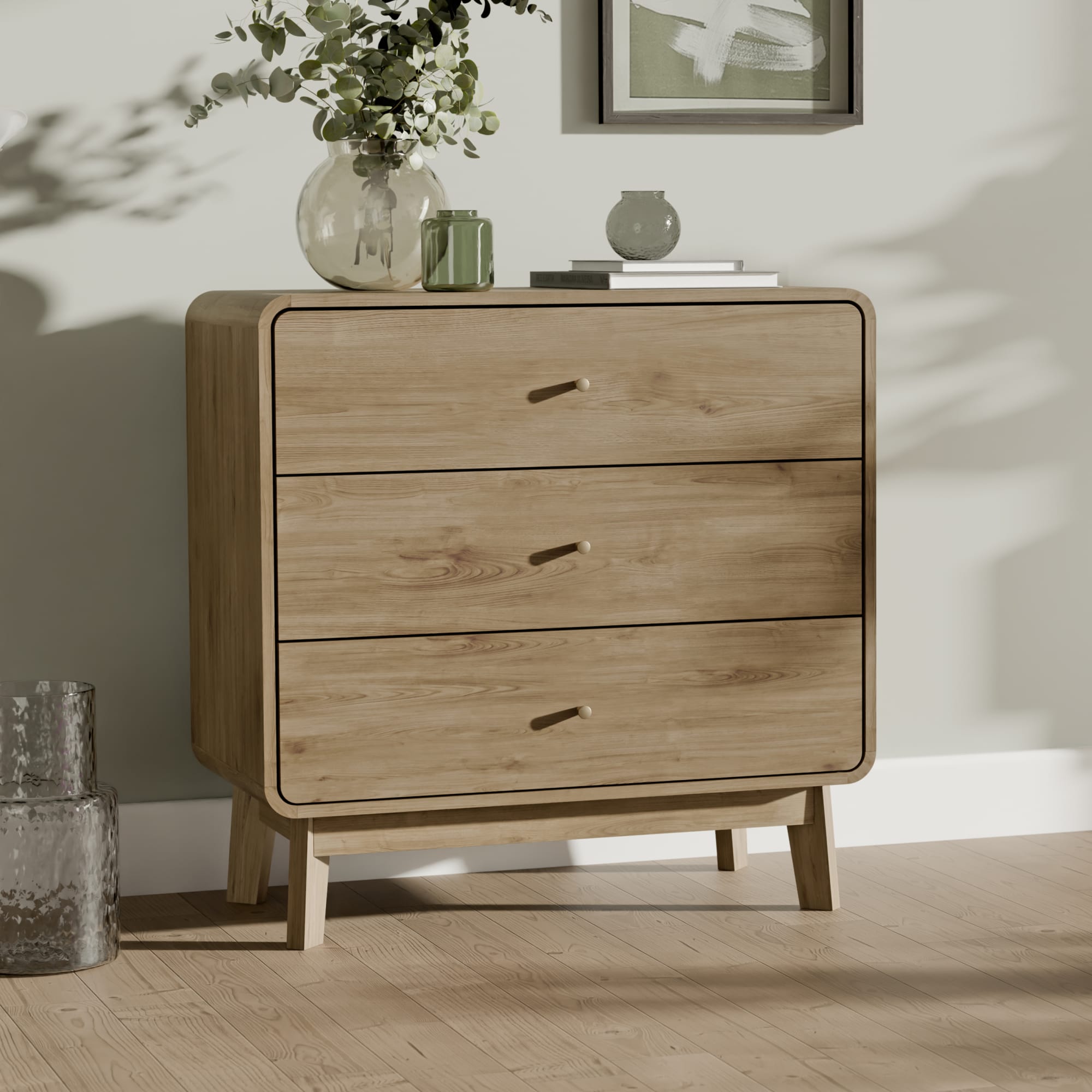 Ingrid 3 Drawer Chest Oak