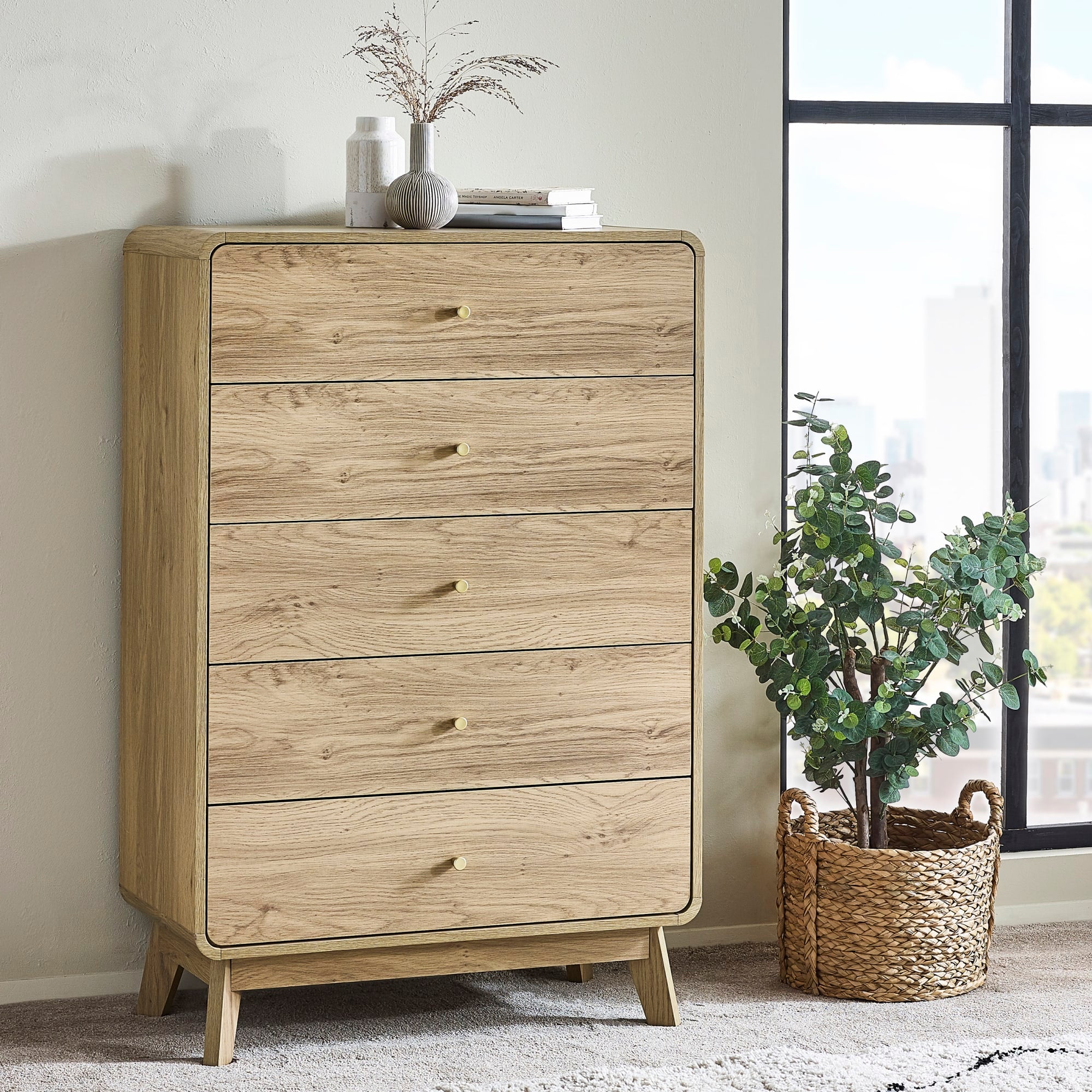 Ingrid 5 Drawer Chest Oak