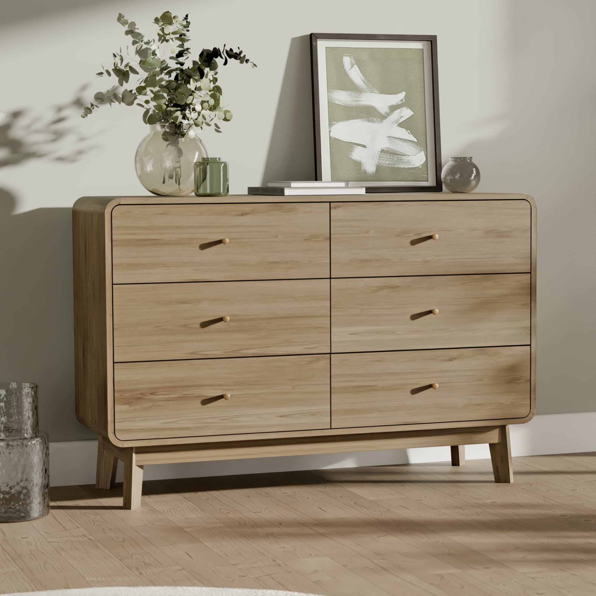 Ingrid 6 Drawer Dresser Oak