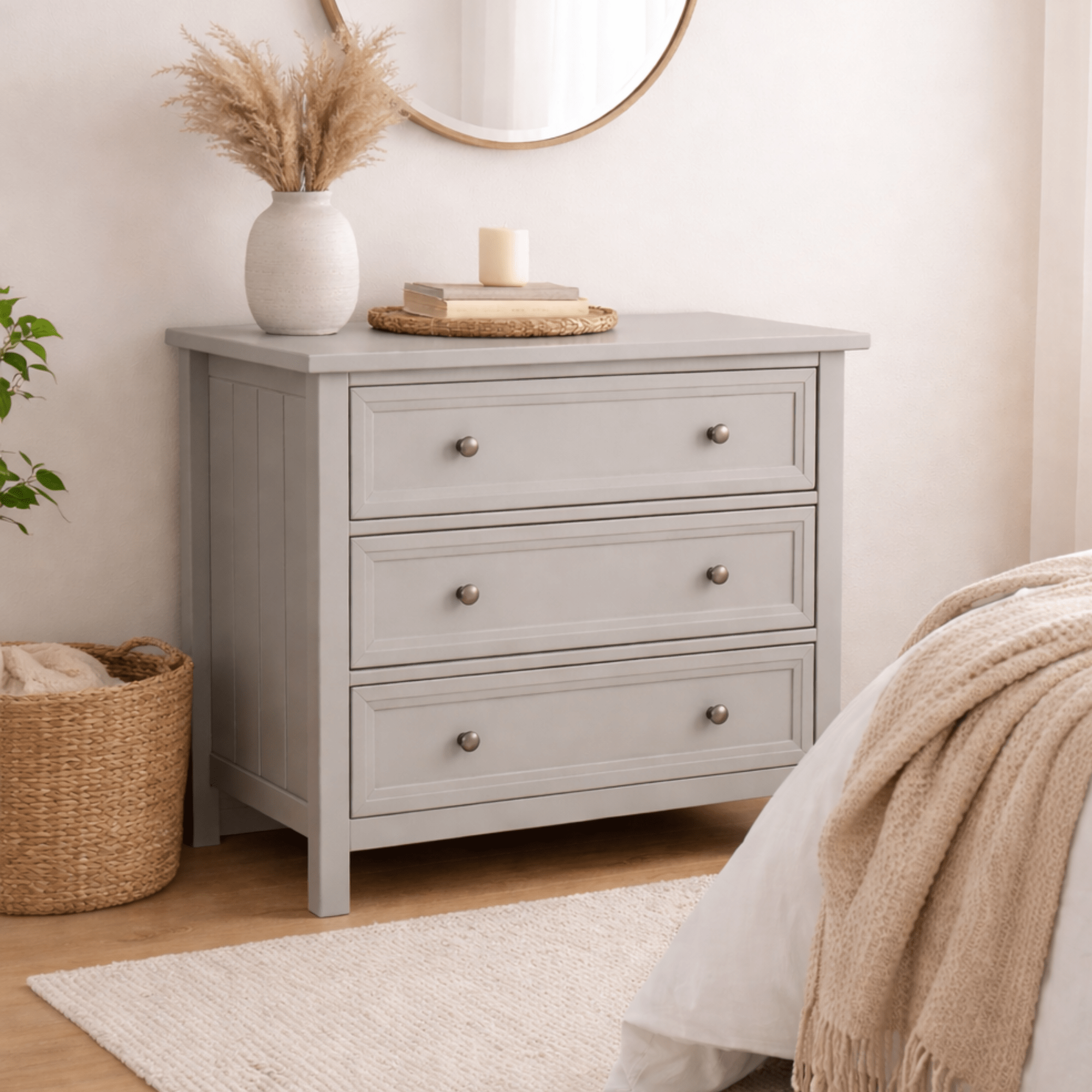 Maine 3 Drawer Wide Chest - Dove Grey