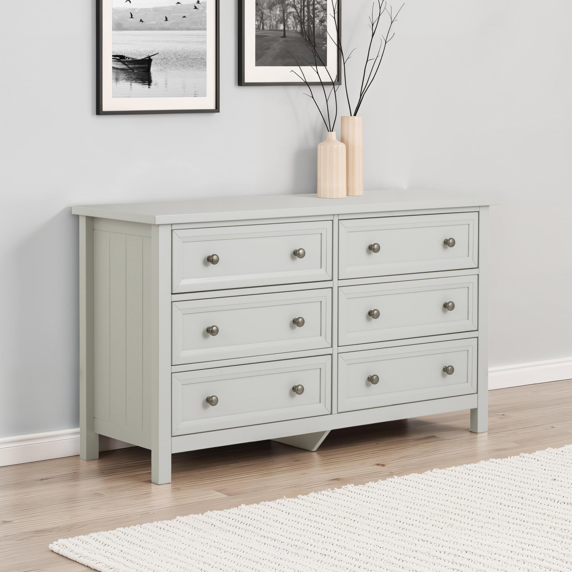 Maine 6 Drawer Wide Chest - Dove Grey