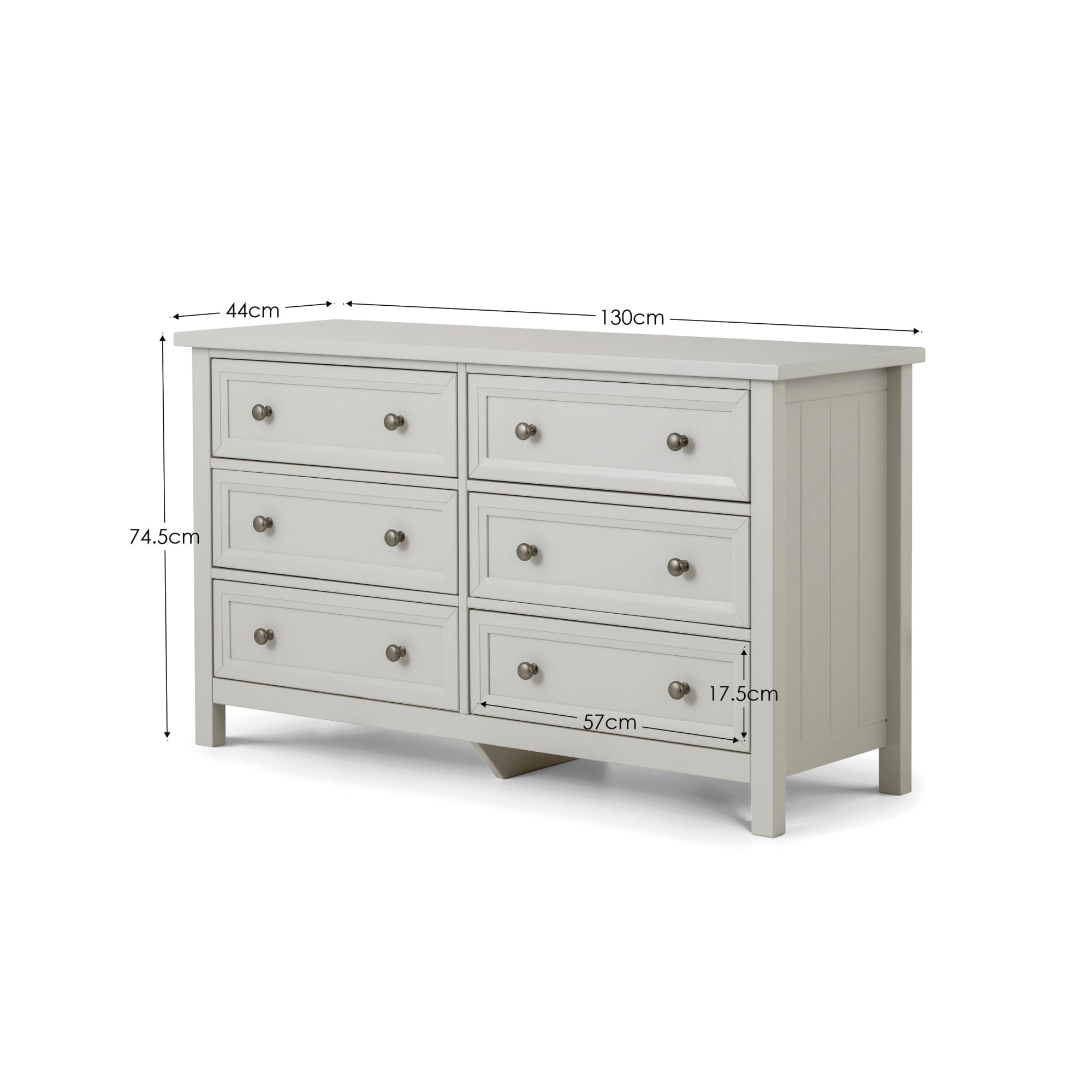 Maine 6 Drawer Wide Chest - Dove Grey