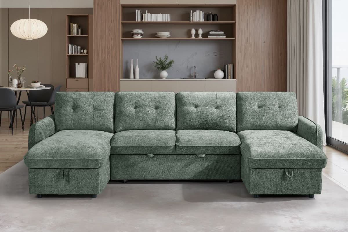Moscow Sofabed Green U Shape Corner