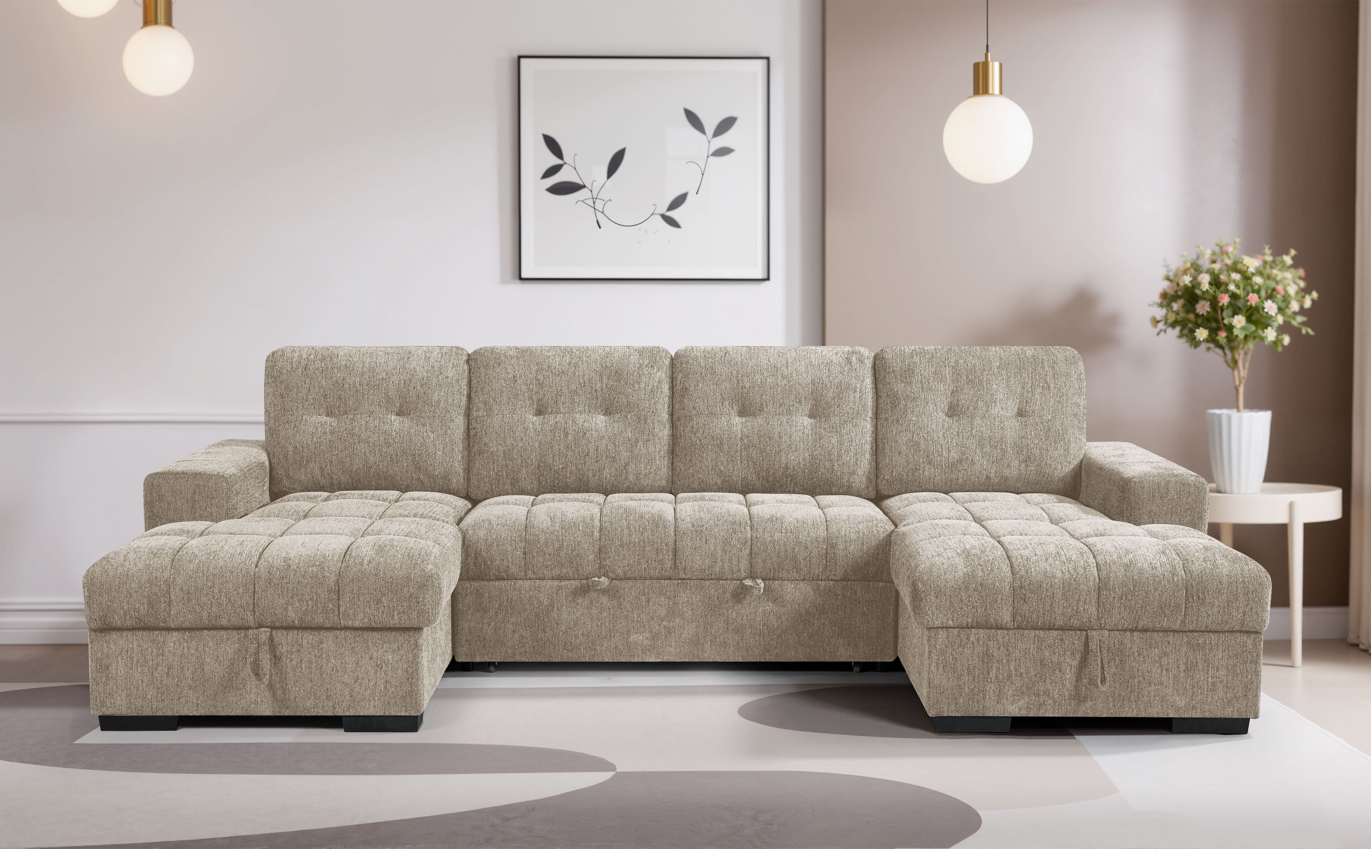 Palermo Sofabed Beige U Shape Corner