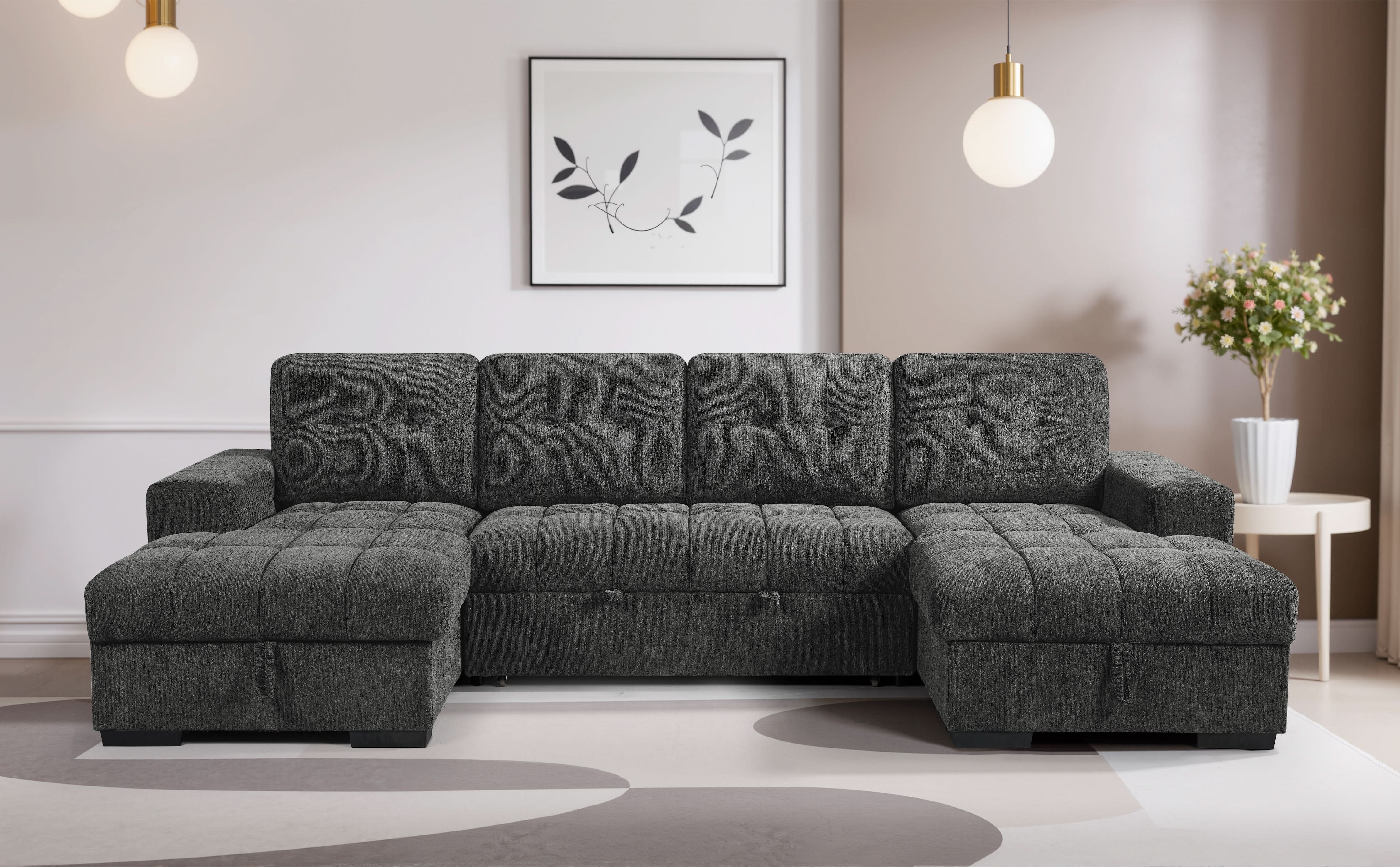 Palermo Sofabed Grey U Shape Corner