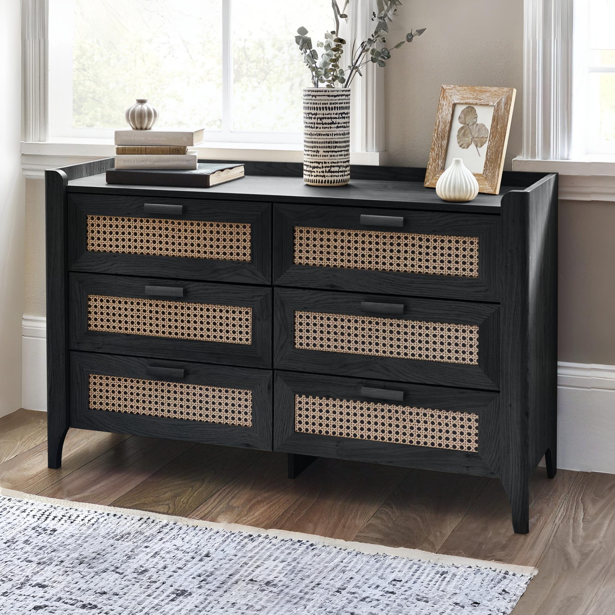 Sydney 6 Drawer Wide Chest - Black Ash