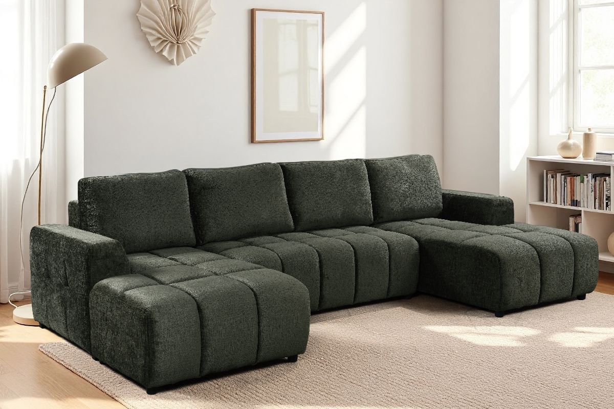 Shanghai Luxury Green U Shape Corner Sofabed
