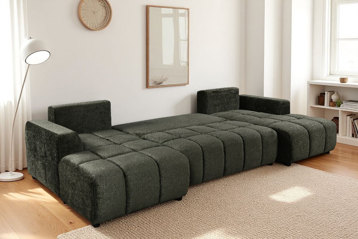 Shanghai Luxury Green U Shape Corner Sofabed