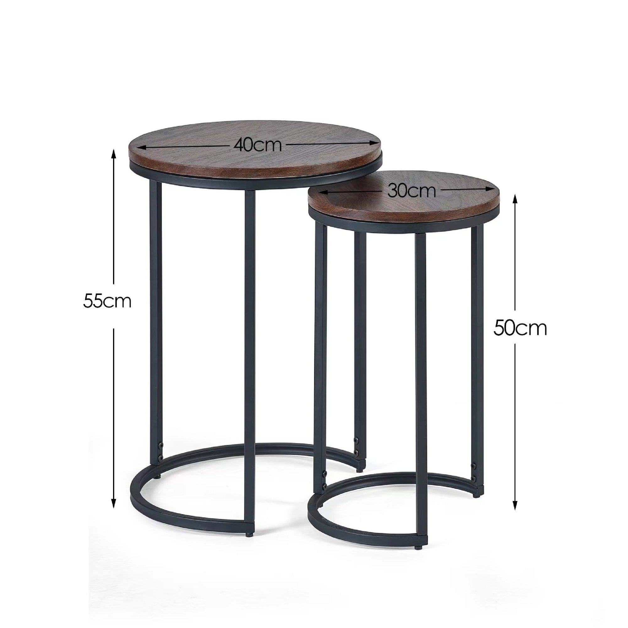 Tribeca Round Nesting Side Tables Walnut
